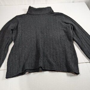Garnet Hill Lambswool Cotton Cashmere Angora Rabbit Hair blend sweater gray med